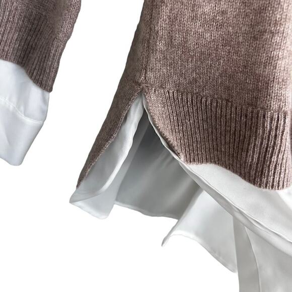 Magaschoni Cashmere sweater Size medium color pebble heather/ivory - Picture 6 of 12